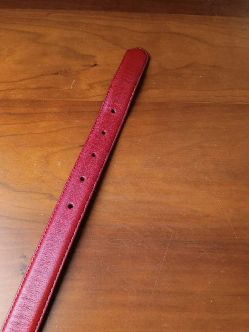 Pre-Loved COACH Red Leather MADE IN THE USA Silver Buckle Belt Size Medium